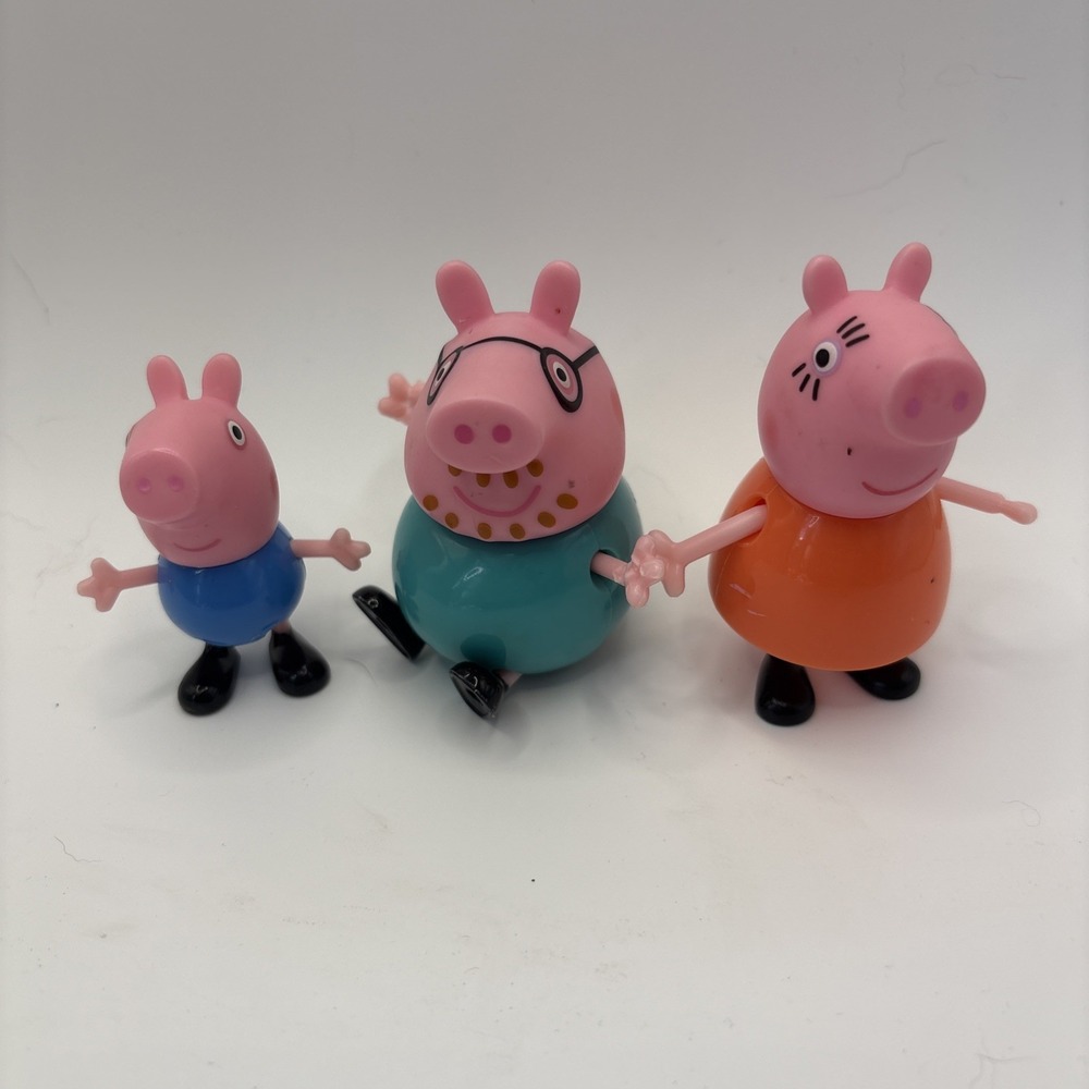 Peppa Pigs Lot Of 3 Daddy Pig Pink Figures Character‎ Playset Collection